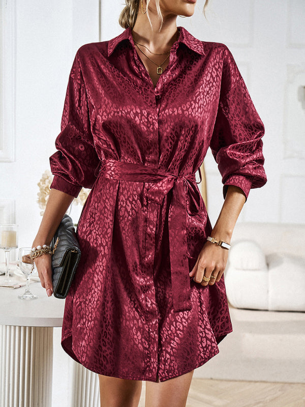 Blue Zone Planet | Shirt collar open placket long sleeve mini dress BLUE ZONE PLANET