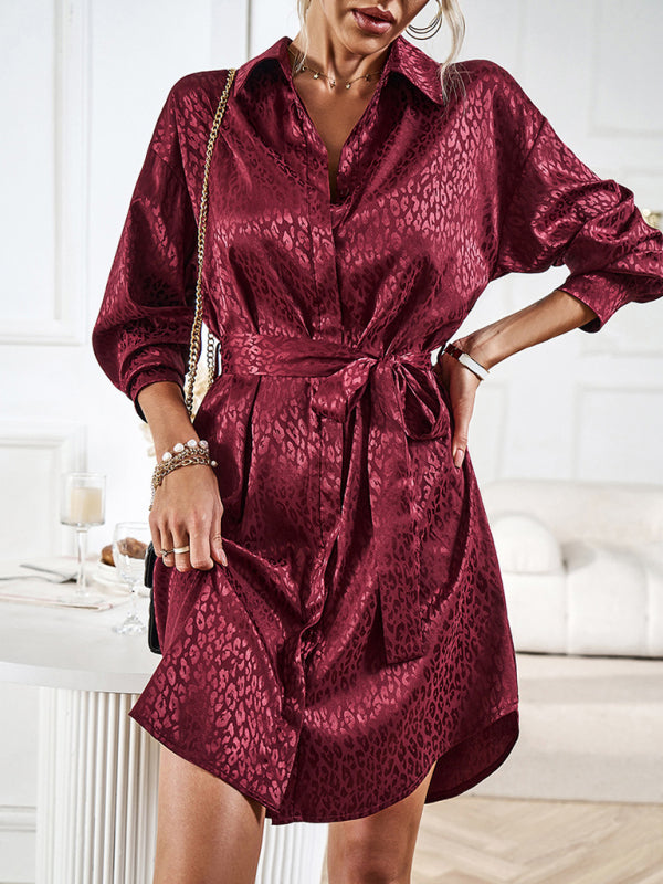 Blue Zone Planet | Shirt collar open placket long sleeve mini dress BLUE ZONE PLANET