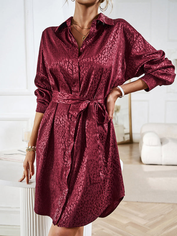 Blue Zone Planet | Shirt collar open placket long sleeve mini dress BLUE ZONE PLANET