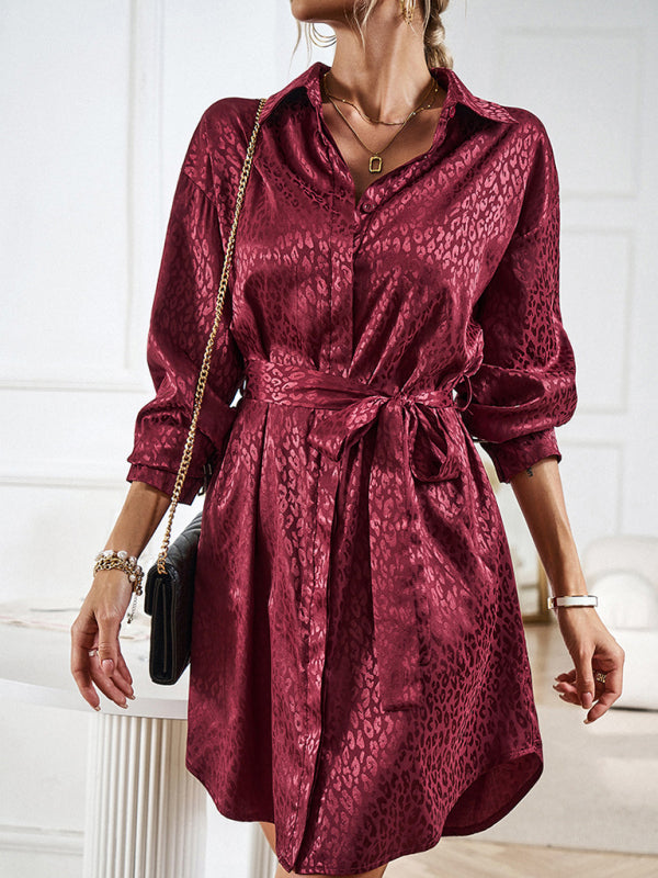 Blue Zone Planet | Shirt collar open placket long sleeve mini dress BLUE ZONE PLANET