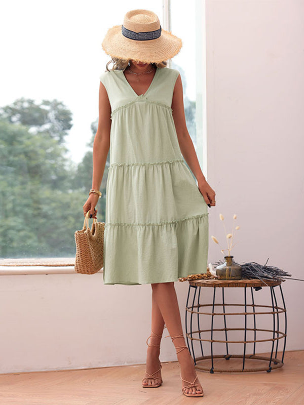 Blue Zone Planet | elegant solid color sleeveless dress BLUE ZONE PLANET