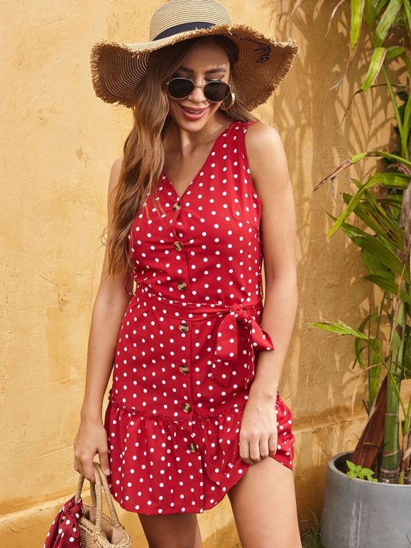 Blue Zone Planet | sleeveless dress polka dot sundress BLUE ZONE PLANET
