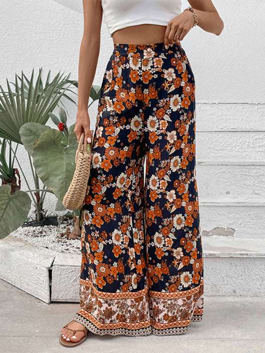 floral print wide-leg pants BLUE ZONE PLANET
