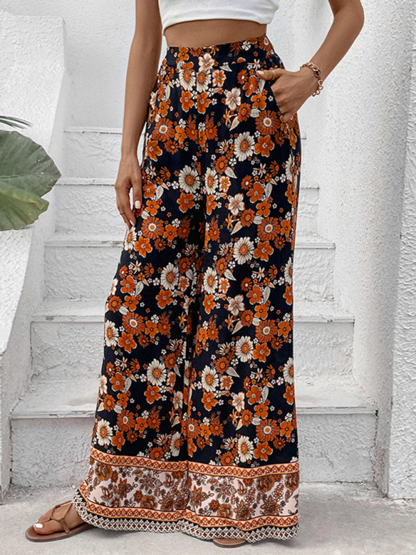 floral print wide-leg pants BLUE ZONE PLANET