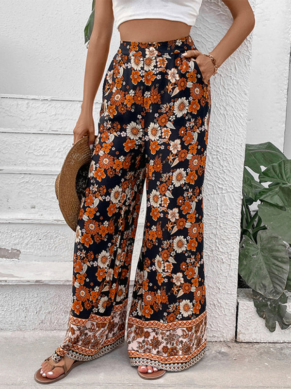 floral print wide-leg pants BLUE ZONE PLANET
