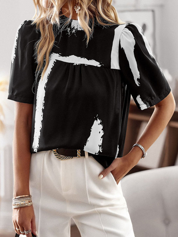 irregular printing short-sleeved shirt BLUE ZONE PLANET