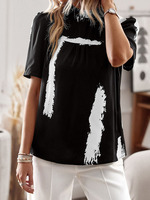 irregular printing short-sleeved shirt BLUE ZONE PLANET