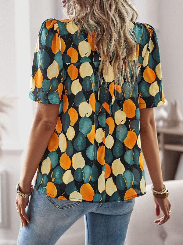 irregular printing short-sleeved shirt BLUE ZONE PLANET
