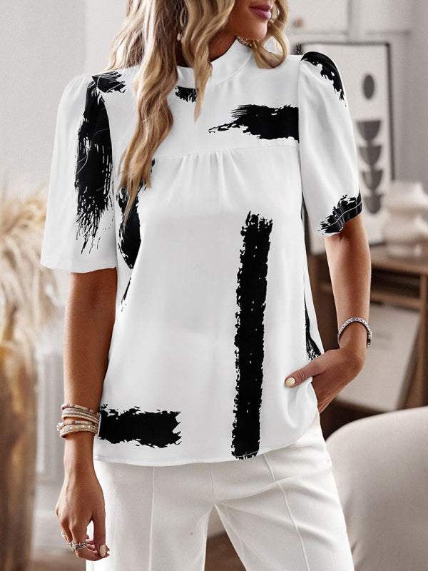 irregular printing short-sleeved shirt BLUE ZONE PLANET