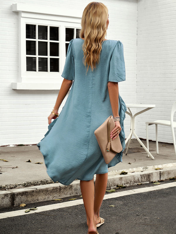 Blue Zone Planet | quality elegant ruffled short-sleeved top BLUE ZONE PLANET