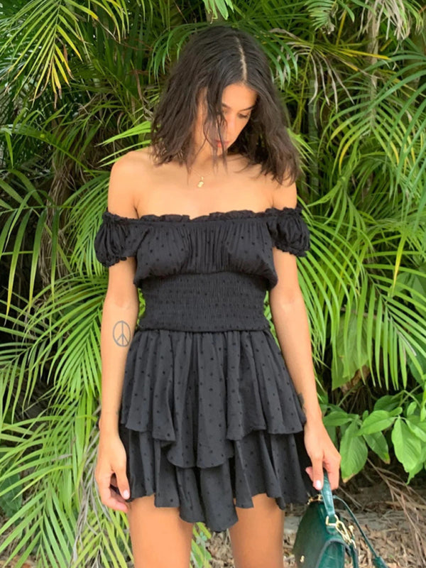 Blue Zone Planet | Wood ear side pleated sleeves waist tight irregular hem cake skirt dress BLUE ZONE PLANET