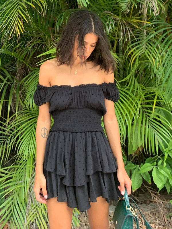 Blue Zone Planet | Wood ear side pleated sleeves waist tight irregular hem cake skirt dress BLUE ZONE PLANET
