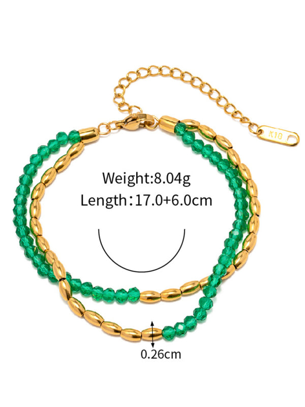 Women's titanium steel necklace colorful beaded choker necklace BLUE ZONE PLANET