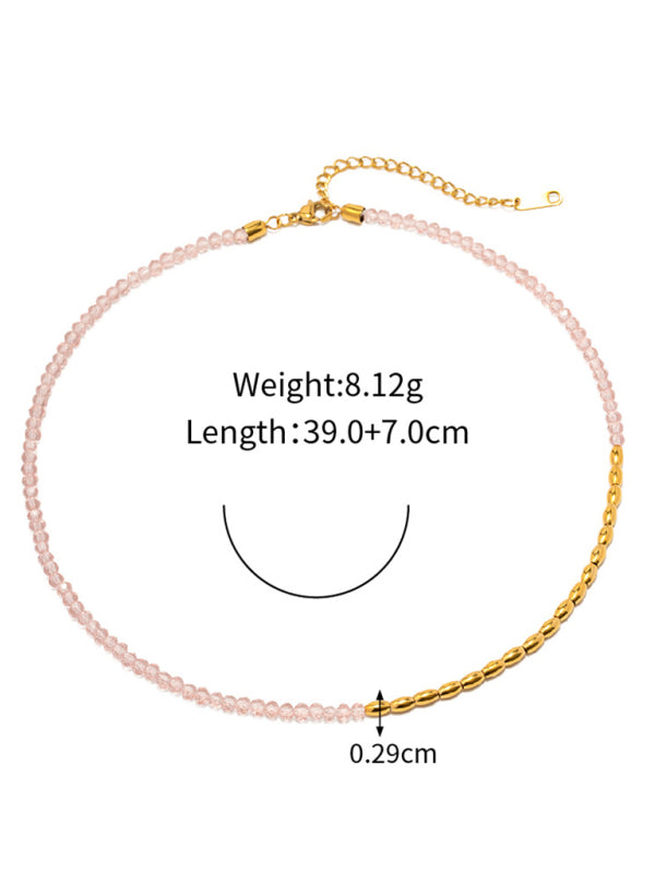 Women's titanium steel necklace colorful beaded choker necklace BLUE ZONE PLANET