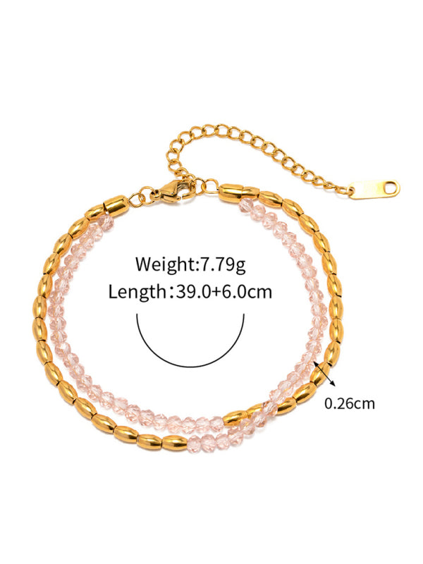 Women's titanium steel necklace colorful beaded choker necklace BLUE ZONE PLANET