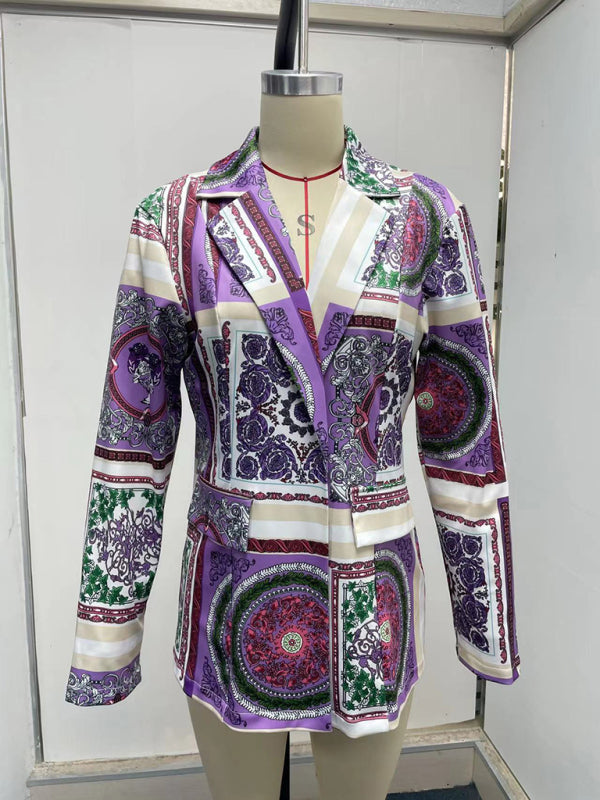 Long-sleeved fashion printed small suit jacket kakaclo