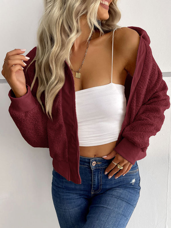 Blue Zone Planet | solid color long-sleeved lapel sherpa jacket BLUE ZONE PLANET