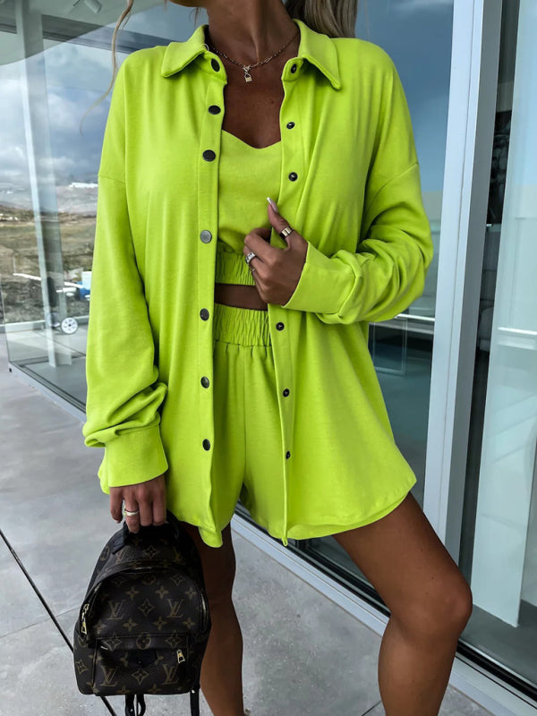 Blue Zone Planet | three-piece suit INS vacation loose pocket shorts sets BLUE ZONE PLANET