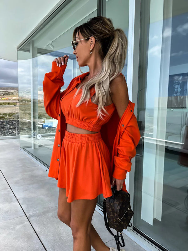 Blue Zone Planet | three-piece suit INS vacation loose pocket shorts sets BLUE ZONE PLANET