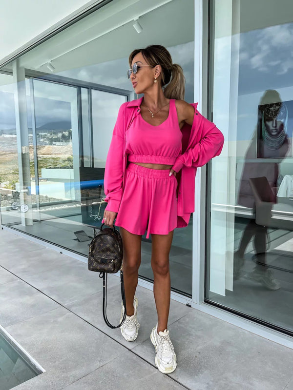 Blue Zone Planet | three-piece suit INS vacation loose pocket shorts sets BLUE ZONE PLANET