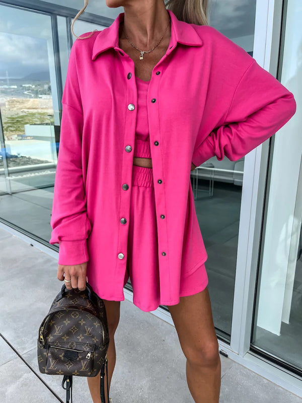 Blue Zone Planet | three-piece suit INS vacation loose pocket shorts sets BLUE ZONE PLANET