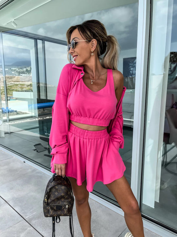 Blue Zone Planet | three-piece suit INS vacation loose pocket shorts sets BLUE ZONE PLANET