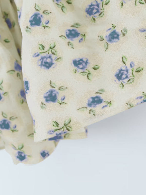 Women's Flying Sleeve Floral Elastic Top + Hip-wrapping Skirt Set kakaclo