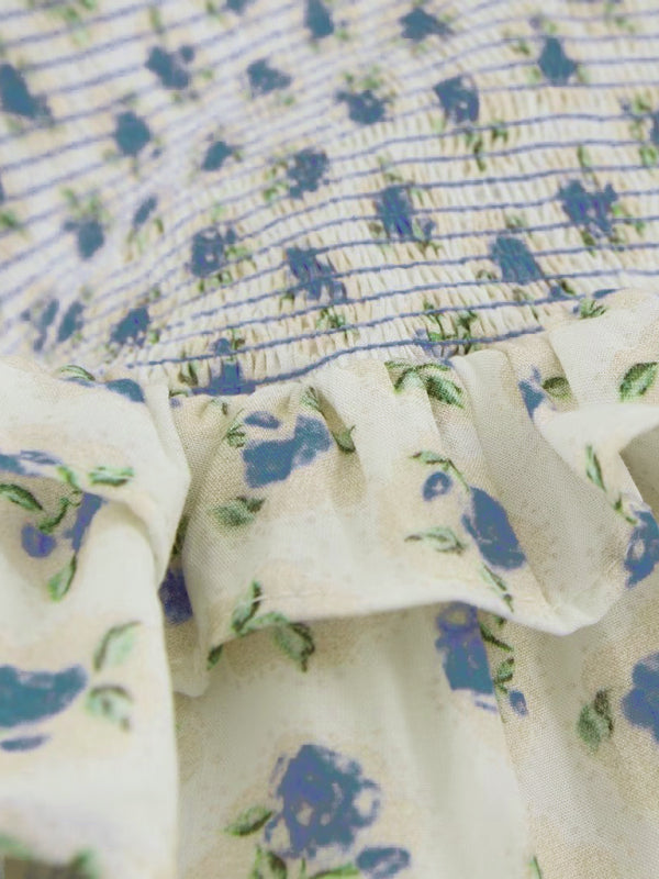 Women's Flying Sleeve Floral Elastic Top + Hip-wrapping Skirt Set kakaclo