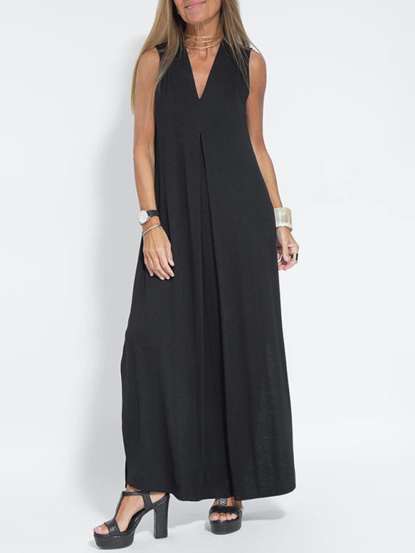 Blue Zone Planet | solid color pullover V-neck dress BLUE ZONE PLANET
