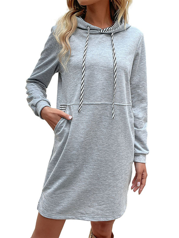 Blue Zone Planet | long-sleeved stitching hooded sweater dress BLUE ZONE PLANET