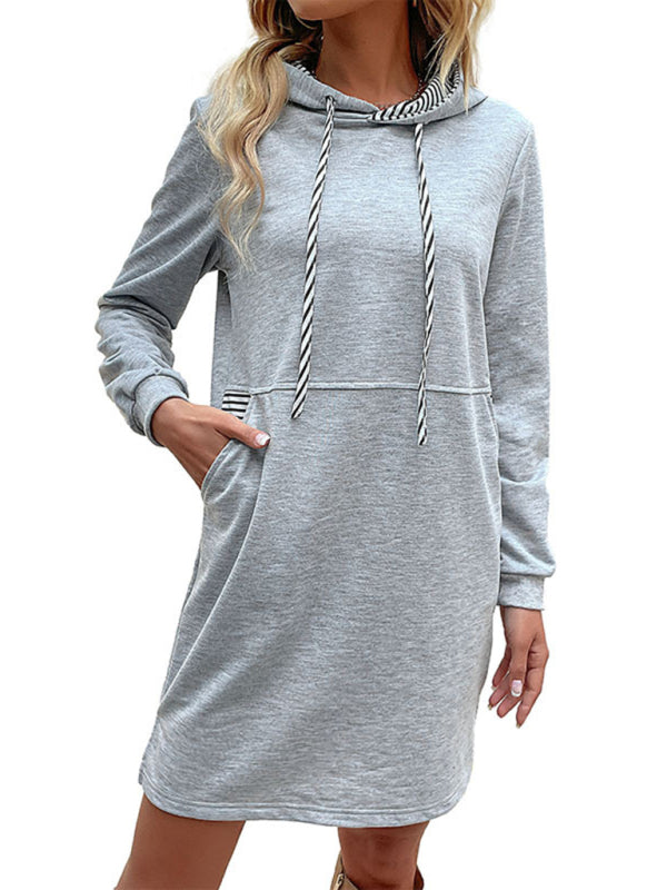 Blue Zone Planet |  long-sleeved stitching hooded sweater dress BLUE ZONE PLANET