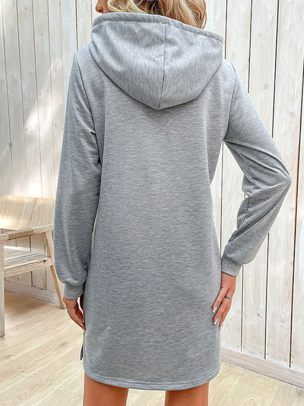Blue Zone Planet | long-sleeved stitching hooded sweater dress BLUE ZONE PLANET