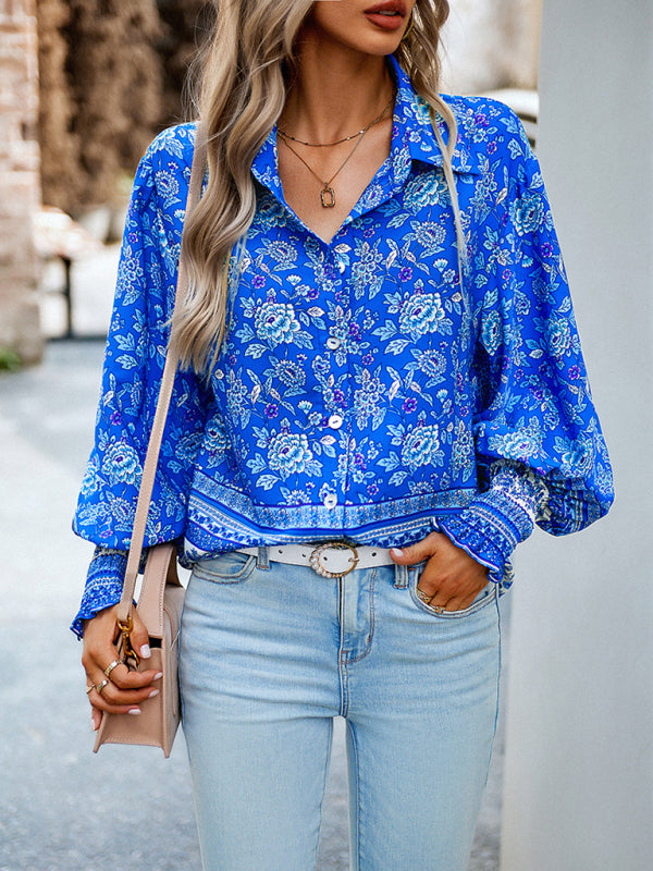 Blue Zone Planet | Printed Vacation Long Sleeve Top BLUE ZONE PLANET