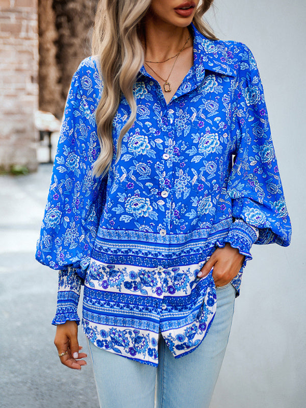 Blue Zone Planet | Printed Vacation Long Sleeve Top BLUE ZONE PLANET