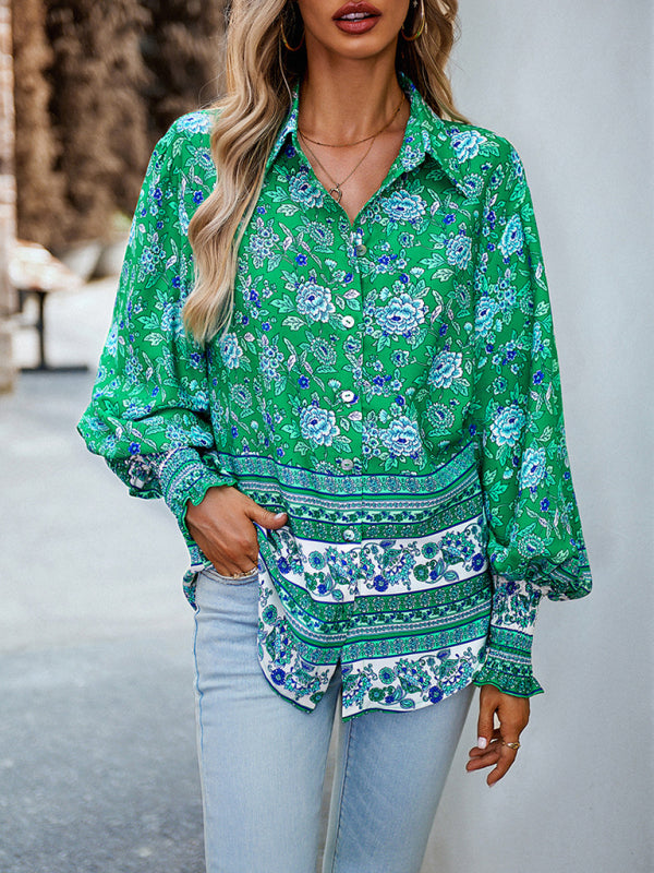 Blue Zone Planet | Printed Vacation Long Sleeve Top BLUE ZONE PLANET
