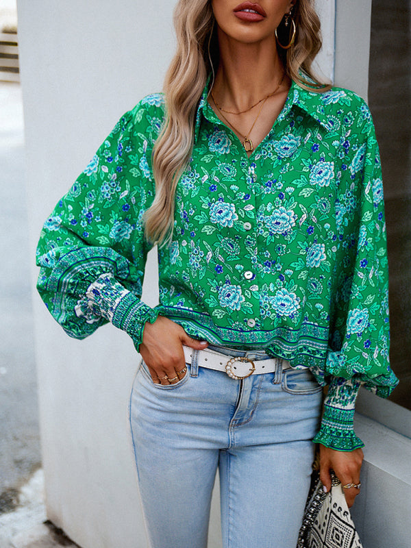 Blue Zone Planet | Printed Vacation Long Sleeve Top BLUE ZONE PLANET