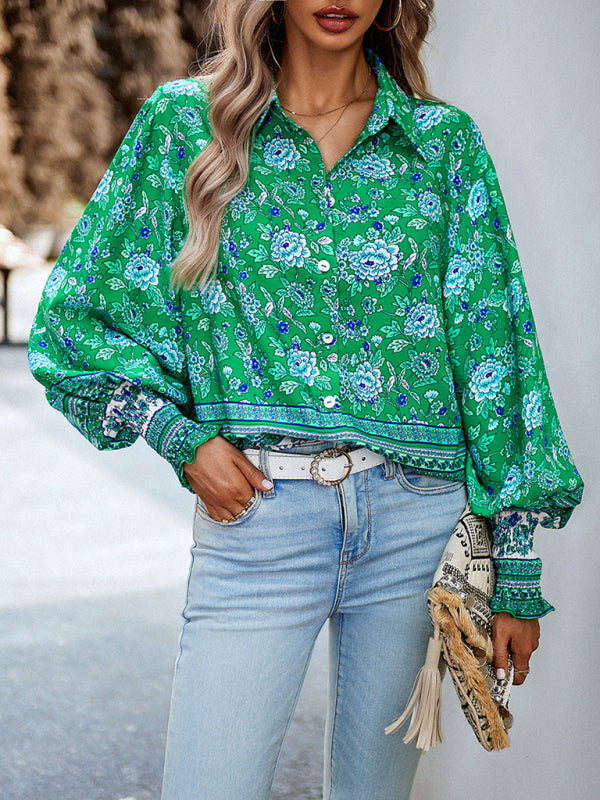 Blue Zone Planet | Printed Vacation Long Sleeve Top BLUE ZONE PLANET