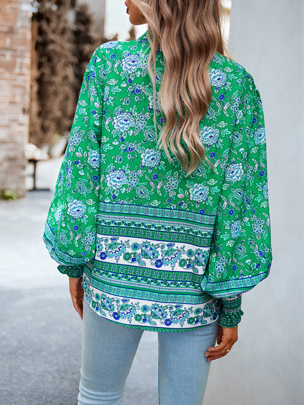Blue Zone Planet | Printed Vacation Long Sleeve Top BLUE ZONE PLANET