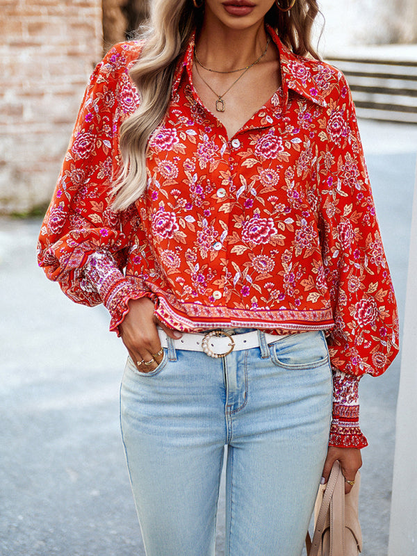 Blue Zone Planet | Printed Vacation Long Sleeve Top BLUE ZONE PLANET