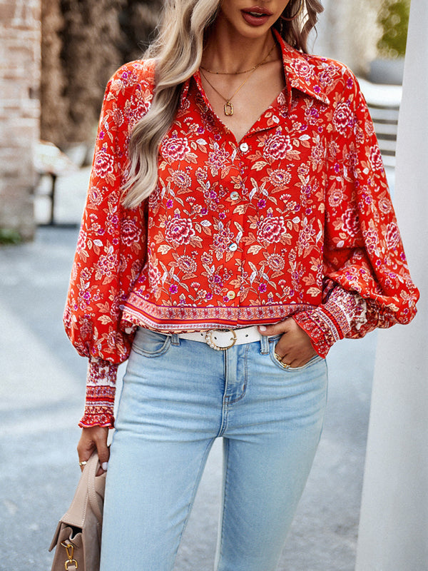 Blue Zone Planet | Printed Vacation Long Sleeve Top BLUE ZONE PLANET