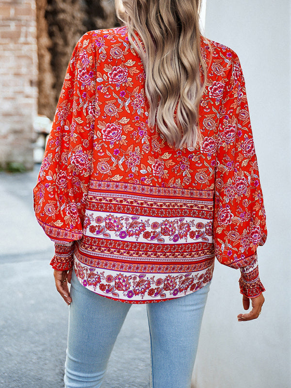 Blue Zone Planet | Printed Vacation Long Sleeve Top BLUE ZONE PLANET
