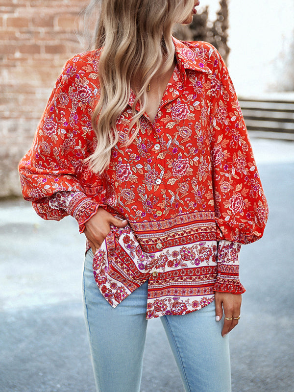 Blue Zone Planet | Printed Vacation Long Sleeve Top BLUE ZONE PLANET