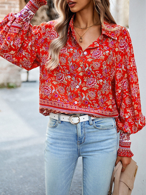 Blue Zone Planet | Printed Vacation Long Sleeve Top BLUE ZONE PLANET