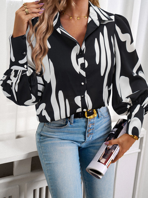 Ladies Printed Vacation Loose Shirt Top BLUE ZONE PLANET