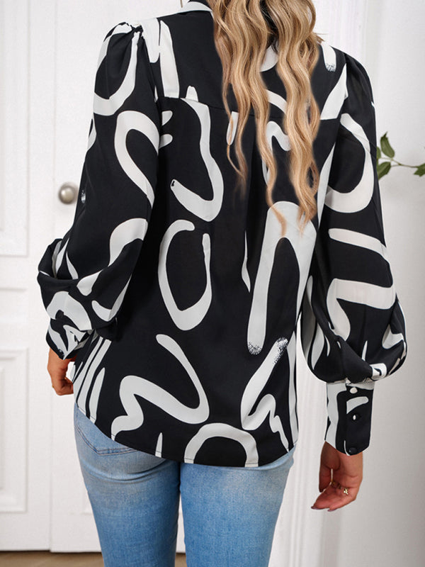 Ladies Printed Vacation Loose Shirt Top BLUE ZONE PLANET