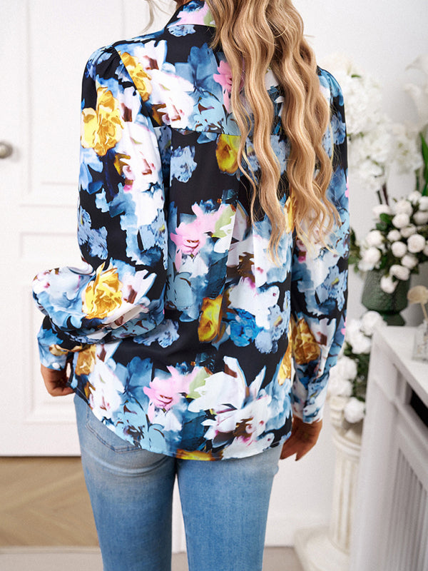 Ladies Printed Vacation Loose Shirt Top BLUE ZONE PLANET