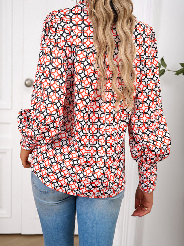 Ladies Printed Vacation Loose Shirt Top BLUE ZONE PLANET
