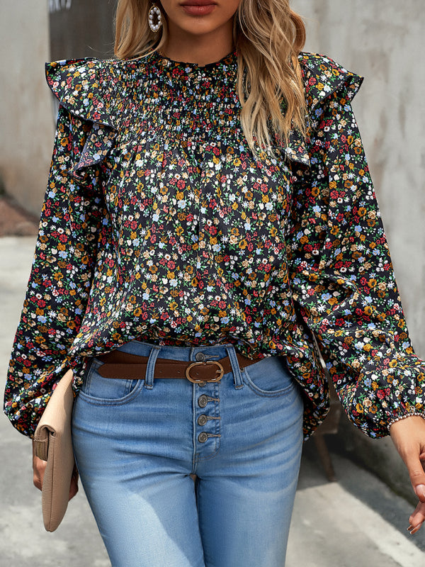 Floral Shirt Femininity Commuter Long Sleeve blouse kakaclo