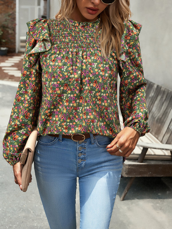 Floral Shirt Femininity Commuter Long Sleeve blouse kakaclo