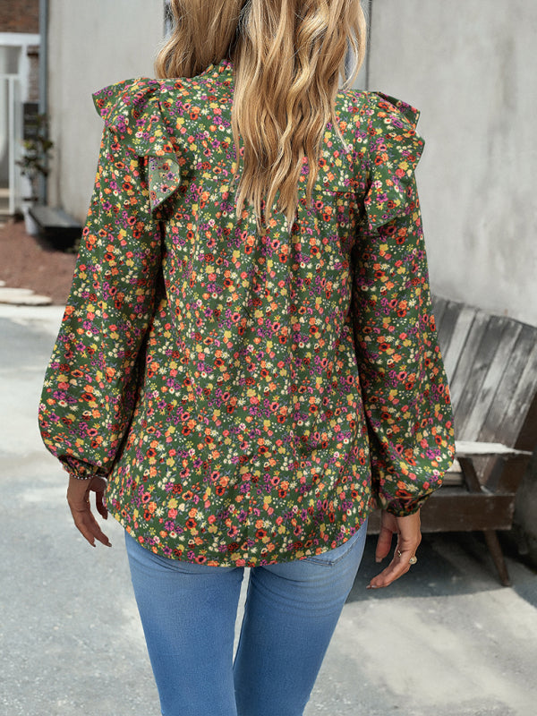 Floral Shirt Femininity Commuter Long Sleeve blouse kakaclo